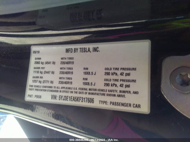 Tesla Model 3 Range 2019 5YJ3E1EA5KF317606 Image 15