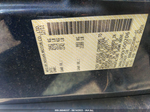 2012 NISSAN ALTIMA 2.5 S VIN: 1N4AL2AP9CN500206