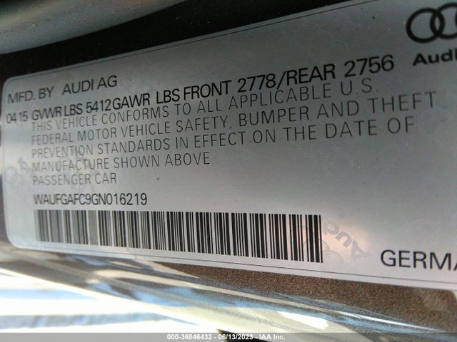 WAUFGAFC9GN016219 Audi A6 3.0t Premium Plus