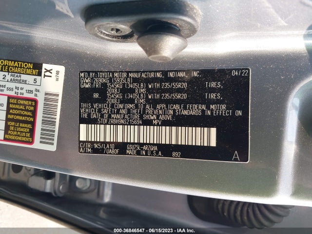 Toyota Highlander Platinum 2022 5TDFZRBH9NS215694 Image 15
