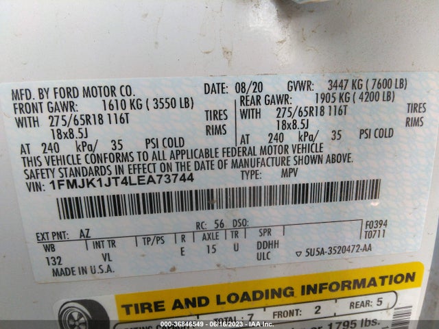 Ford Expedition Max Xlt 2020 1FMJK1JT4LEA73744 Image 9