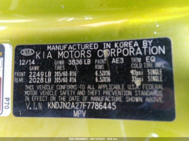 KNDJN2A27F7786445 KIA Soul Base