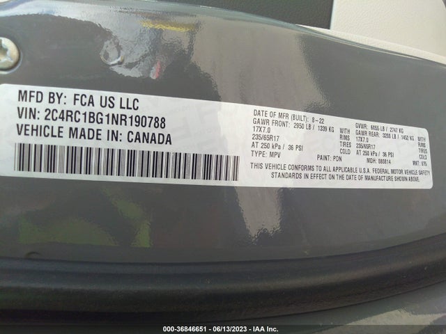 2C4RC1BG1NR190788 Chrysler Pacifica Touring L