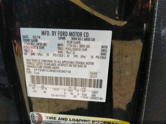 1FTEW1CM9EKE06718 Ford F-150 Xl/stx/xlt