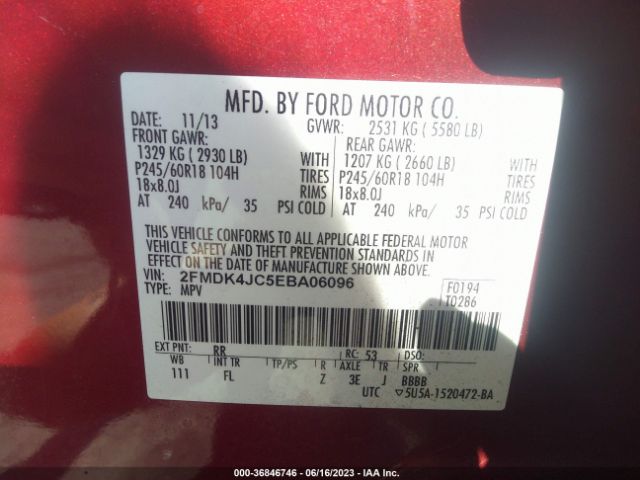 2FMDK4JC5EBA06096 Ford EDGE SEL