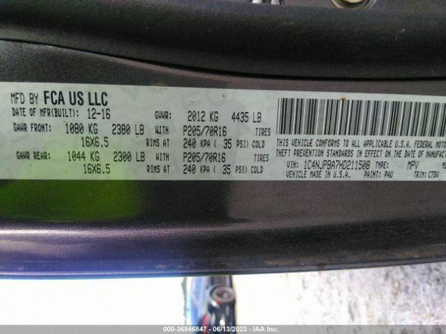1C4NJPBA7HD211508 Jeep Patriot Sport