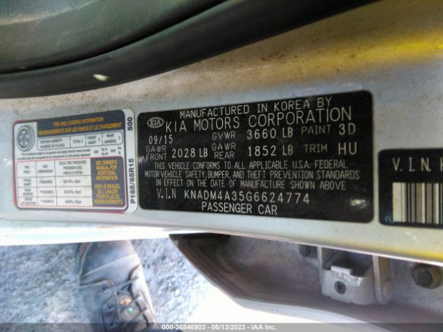 KNADM4A35G6624774 KIA RIO LX