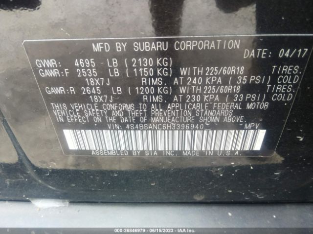 4S4BSANC6H3396940 Subaru Outback Limited