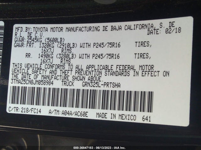 Toyota Tacoma Sr5 2018 3TMAZ5CN8JM058984 Image 9