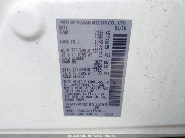 5N1AT2MT0GC853269 Nissan Rogue Sl