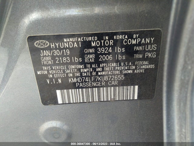 Hyundai ELANTRA SE 2019 KMHD74LF7KU872655 Image 9