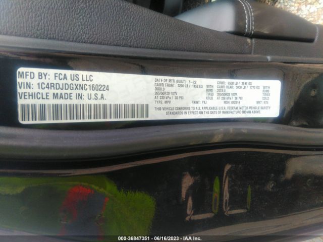 1C4RDJDGXNC160224 Dodge Durango Gt Plus