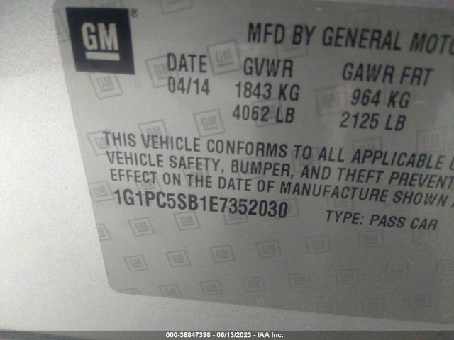 Chevrolet Cruze 1lt 2014 1G1PC5SB1E7352030 Image 10