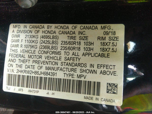 Honda Cr-v Ex-l 2018 2HKRW2H86JH684391 Image 9