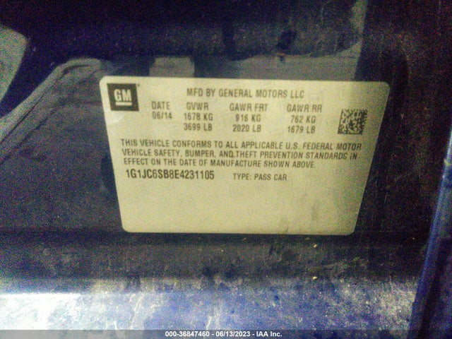 Chevrolet SONIC LT 2014 1G1JC6SB8E4231105 Image 11