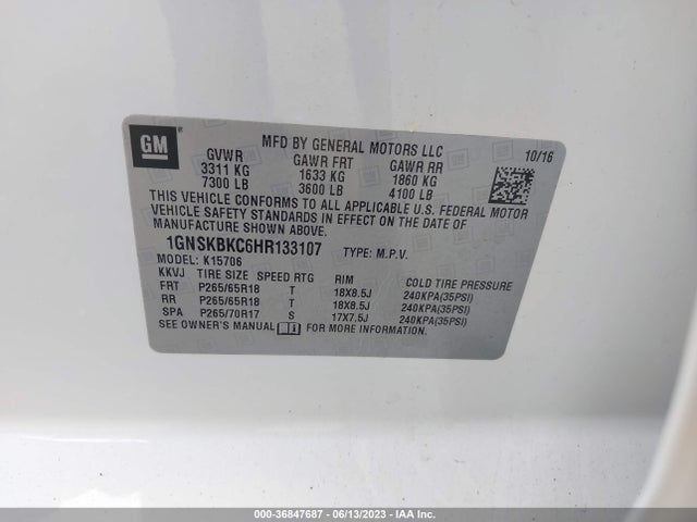 Chevrolet Tahoe Lt 2017 1GNSKBKC6HR133107 Image 15