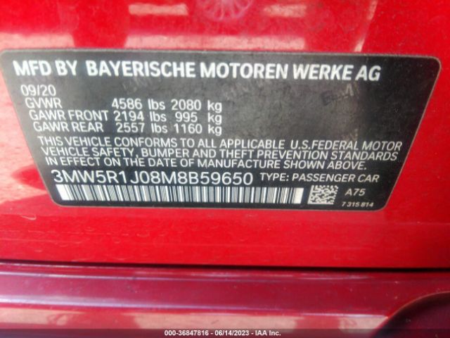 3MW5R1J08M8B59650 BMW 3 Series 330i