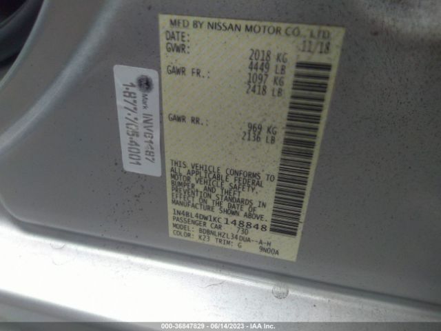 1N4BL4DW1KC148848 Nissan Altima 2.5 Sv