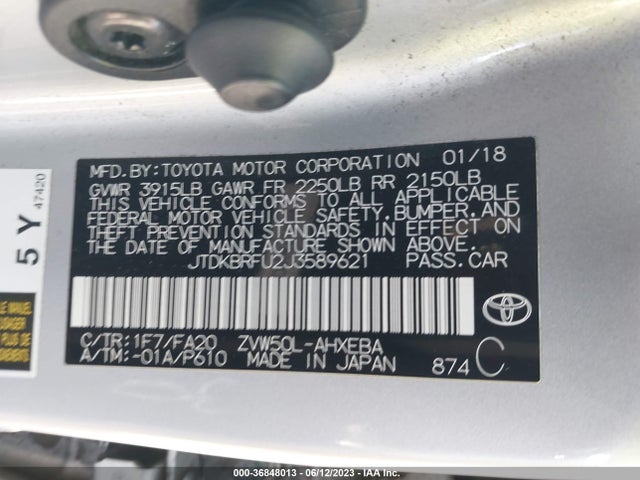 Toyota Prius Two/two Eco/three 2018 JTDKBRFU2J3589621 Image 15