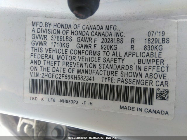 Honda Civic Sedan Lx 2019 2HGFC2F66KH582341 Image 9