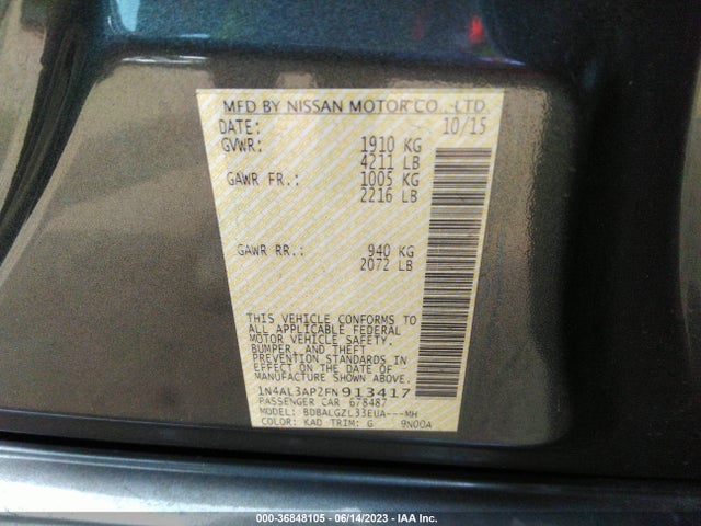Nissan Altima 2.5 S 2015 1N4AL3AP2FN913417 Image 9