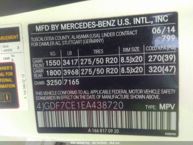 4JGDF7CE1EA438720 Mercedes-Benz Gl-class Gl 450