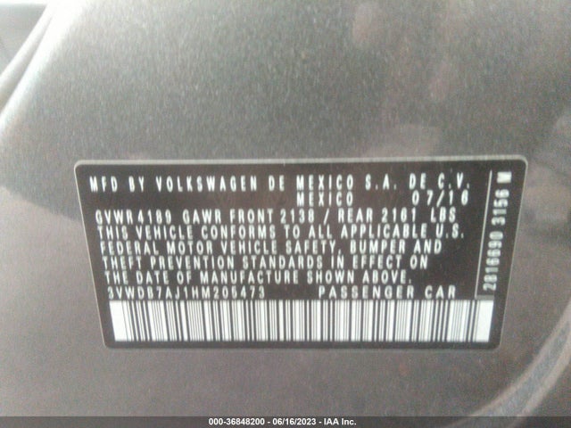 3VWDB7AJ1HM205473 Volkswagen Jetta 1.4t Se