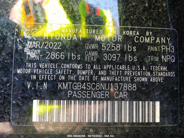 2022 Genesis G80, VIN: KMTGB4SC8NU137888