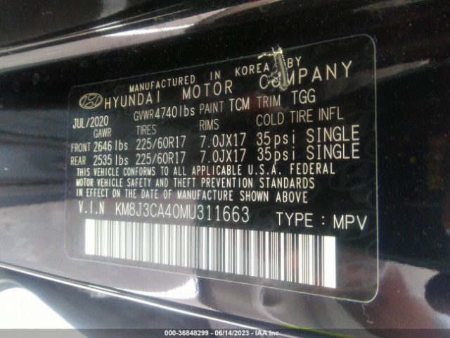 KM8J3CA40MU311663 Hyundai Tucson Value