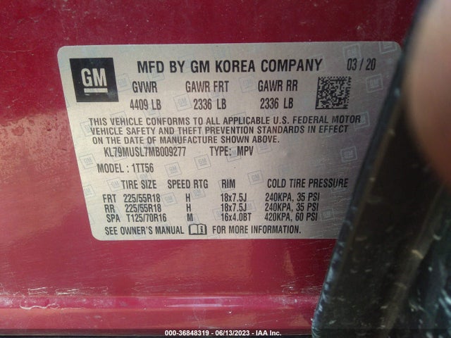 Chevrolet Trailblazer Rs 2021 KL79MUSL7MB009277 Image 9