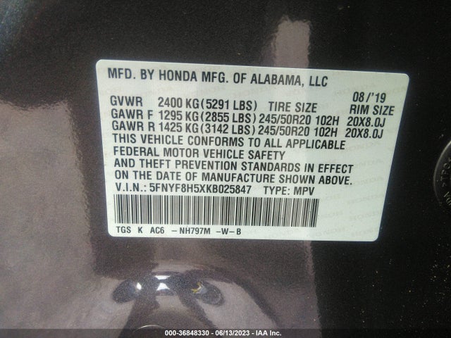 Honda Passport Ex-l 2019 5FNYF8H5XKB025847 Image 9