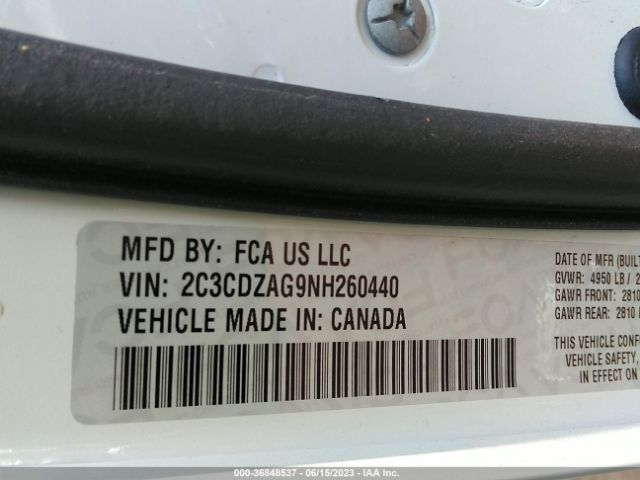 2C3CDZAG9NH260440 Dodge Challenger Sxt