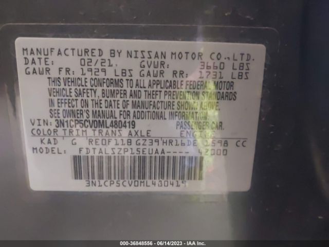 3N1CP5CV0ML480419 Nissan KICKS SV