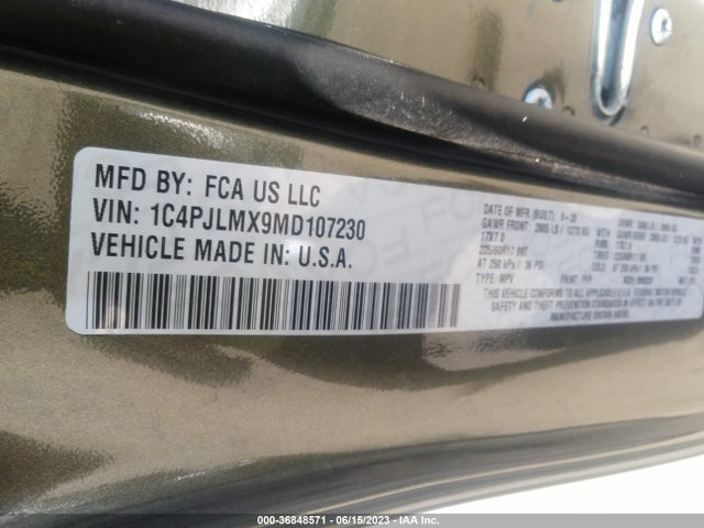 1C4PJLMX9MD107230 Jeep Cherokee Latitude Lux