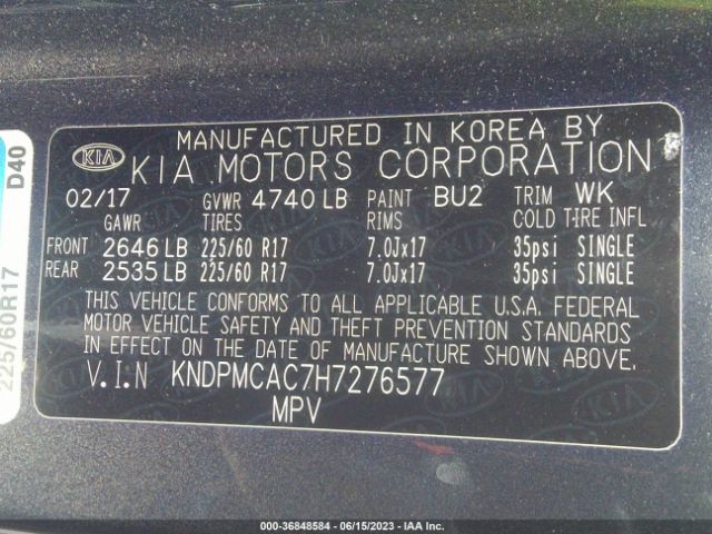KNDPMCAC7H7276577 KIA Sportage Lx