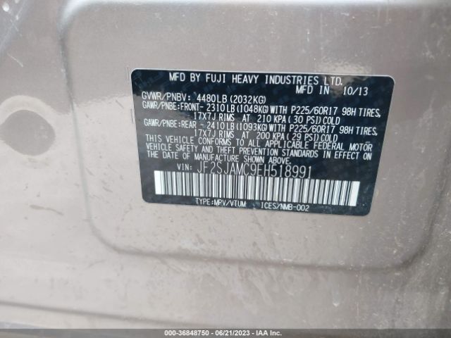 JF2SJAMC9EH518991 Subaru Forester 2.5i Touring