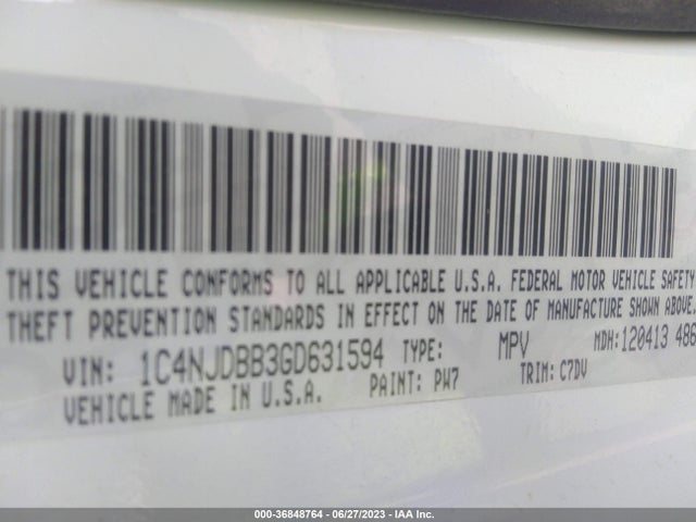 1C4NJDBB3GD631594 Jeep Compass Sport