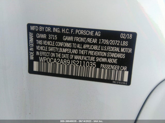 2018 PORSCHE 718 BOXSTER WP0CA2A89JS211035 Photo 8