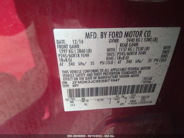 2FMDK3JC5EBB71947 Ford EDGE SEL