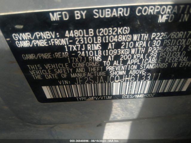 JF2SJAJC0JH613311 Subaru Forester Limited