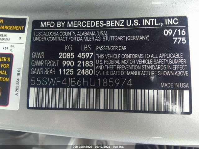 55SWF4JB6HU185974 Mercedes-Benz C-class C 300