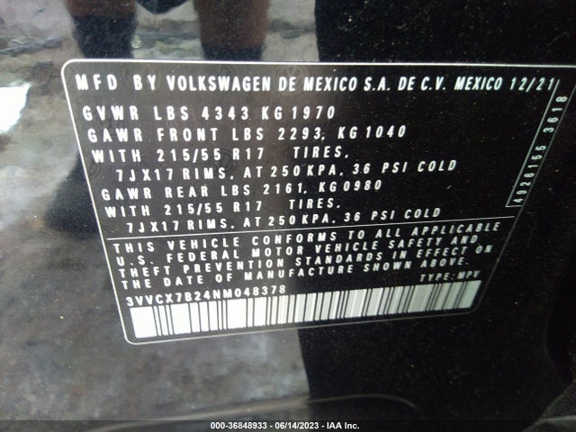 3VVCX7B24NM048378 Volkswagen TAOS S
