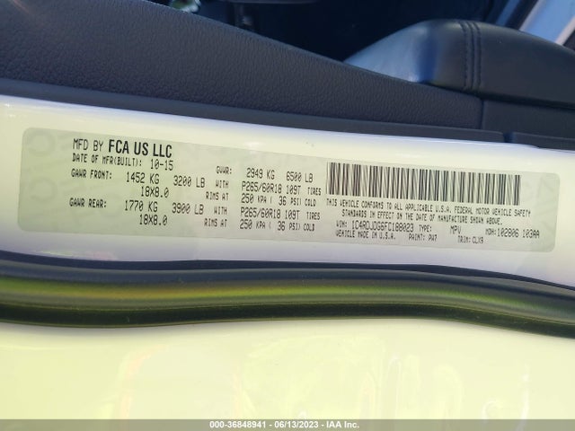 Dodge DURANGO LIMITED 2015 1C4RDJDG6FC188023 Image 14