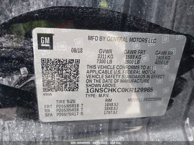 Chevrolet Suburban Lt 2019 1GNSCHKC0KR129965 Image 15