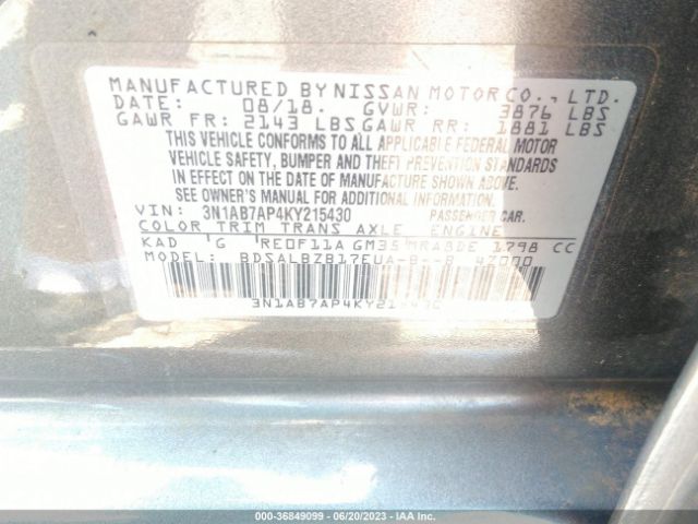 3N1AB7AP4KY215430 Nissan SENTRA S