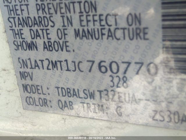 5N1AT2MT1JC760770 Nissan Rogue Sl