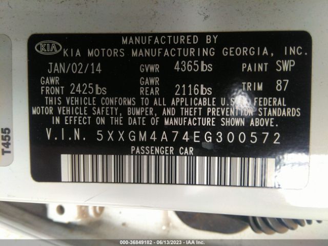 5XXGM4A74EG300572 KIA Optima Lx
