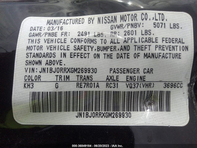 JN1BJ0RRXGM269930 Infiniti QX50
