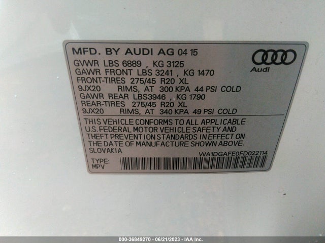 WA1DGAFE0FD022114 Audi Q7 3.0t S Line Prestige