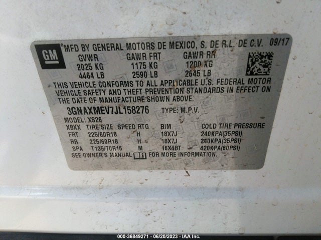 Chevrolet Equinox Premier 2018 3GNAXMEV7JL158276 Image 9